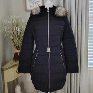 Laundry by Shelli Segal - Belted Coat - Faux Fur detachable Hood - Medium